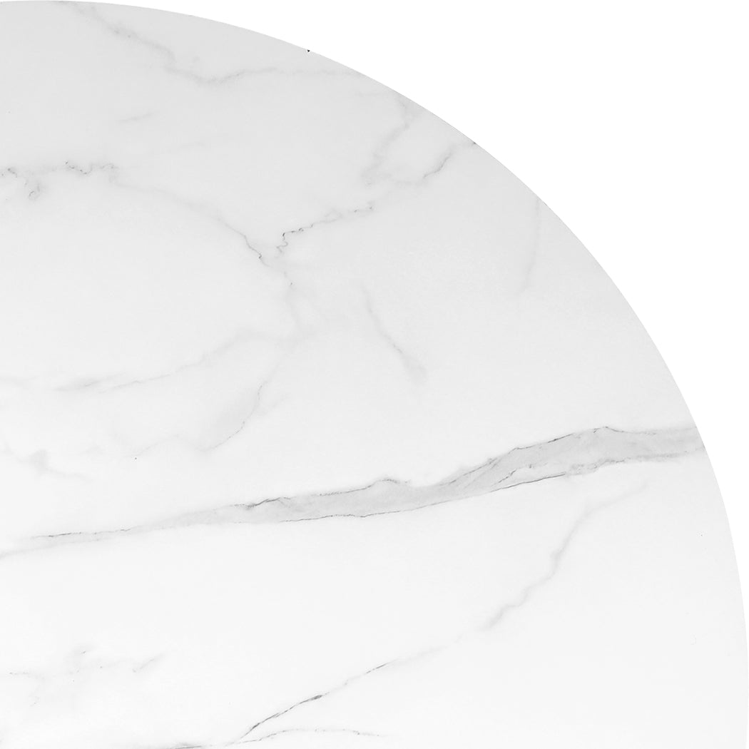 Levede Dining Table Round Rubberwood Base 100cm White 100 CM-1910113303720497155