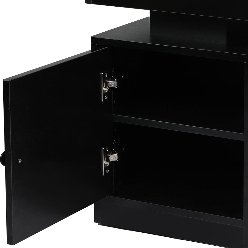 Levede Bedside Table USB Charger Outlet RGB Black-1910112205286805507
