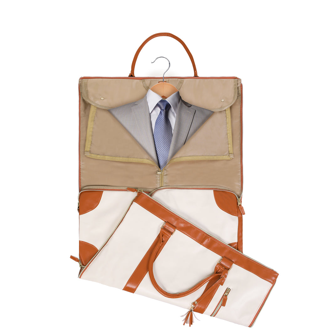 Slimbridge Garment Bags Hanging Suit Duffel Bag Beige-1942353690857967619