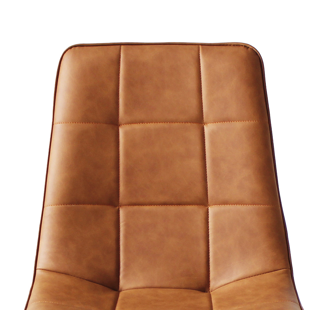 Levede 4x Dining Chairs Kitchen Chair Brown Faux Leather-1937319839714643972