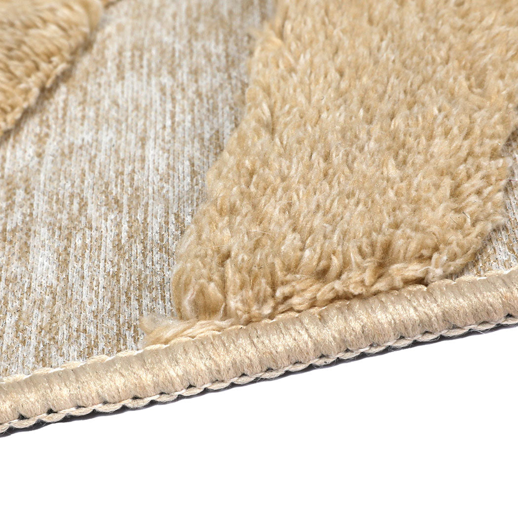 Marlow Floor Rug Soft Embossed Carpet Non Slip Plush Shaggy Rugs Leaf Pattern-1942353627809189892