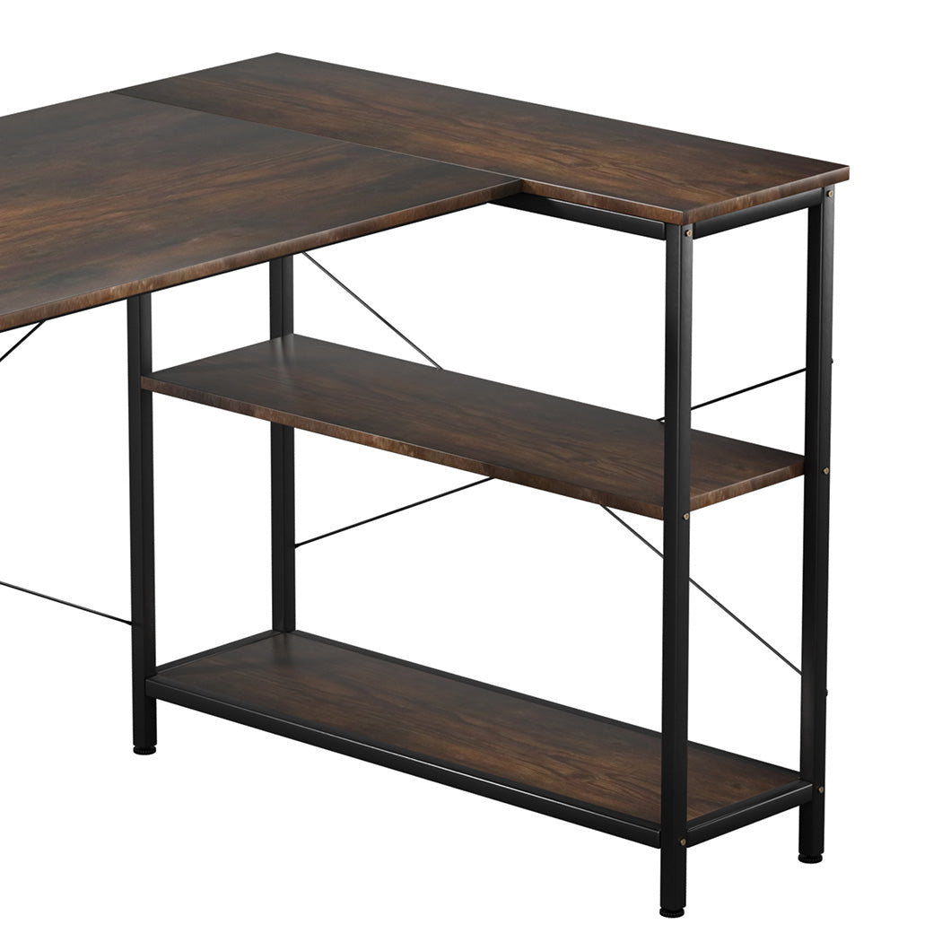 Levede L Shaped Computer Desk Corner Desk Brown-1937319785532624900