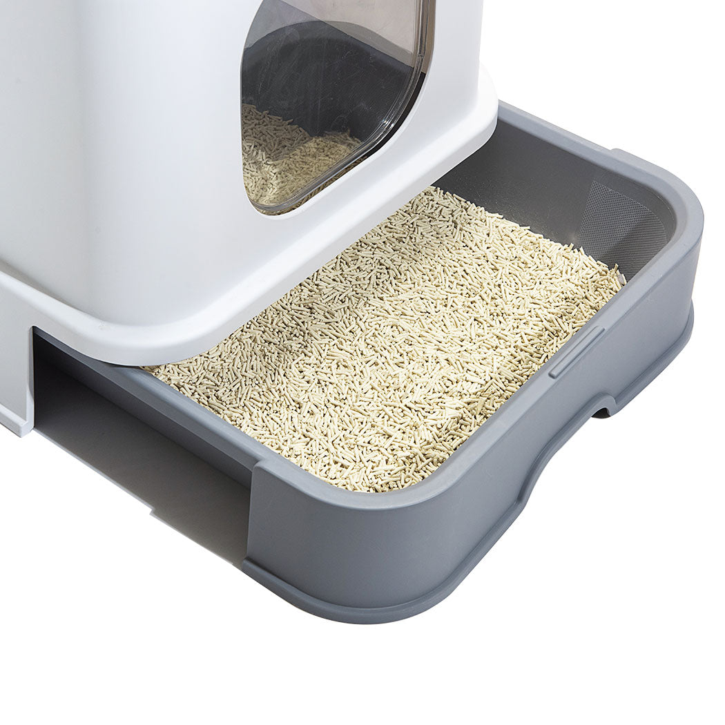 PaWz Cat Litter Box Fully Enclosed Kitty Grey-1942353064967147524