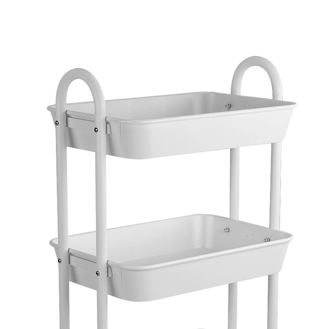 Levede 3 Tiers Kitchen Storage Trolley White-1942353198664781828