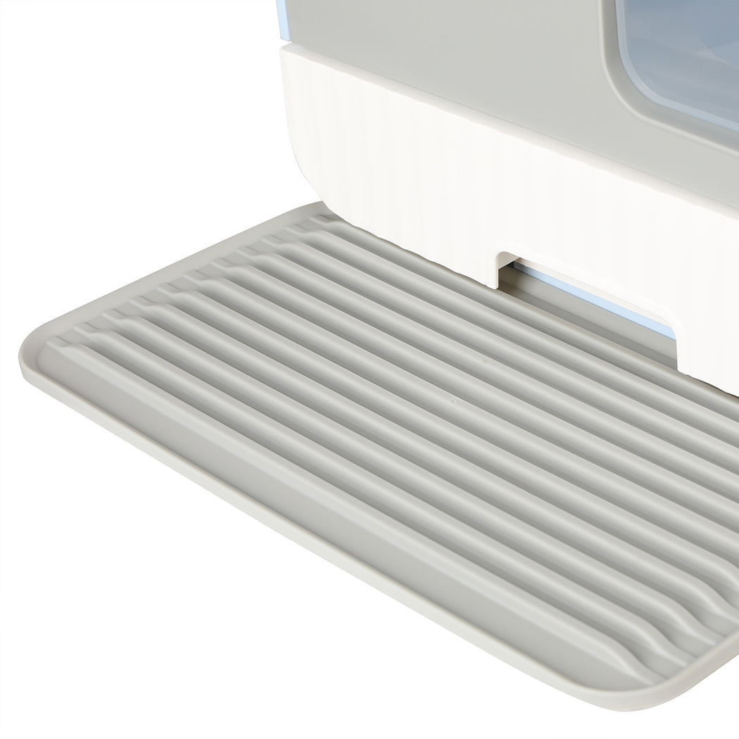 PaWz Fully Enclosed Cat Litter Box Mat Blue-1942352759785394180