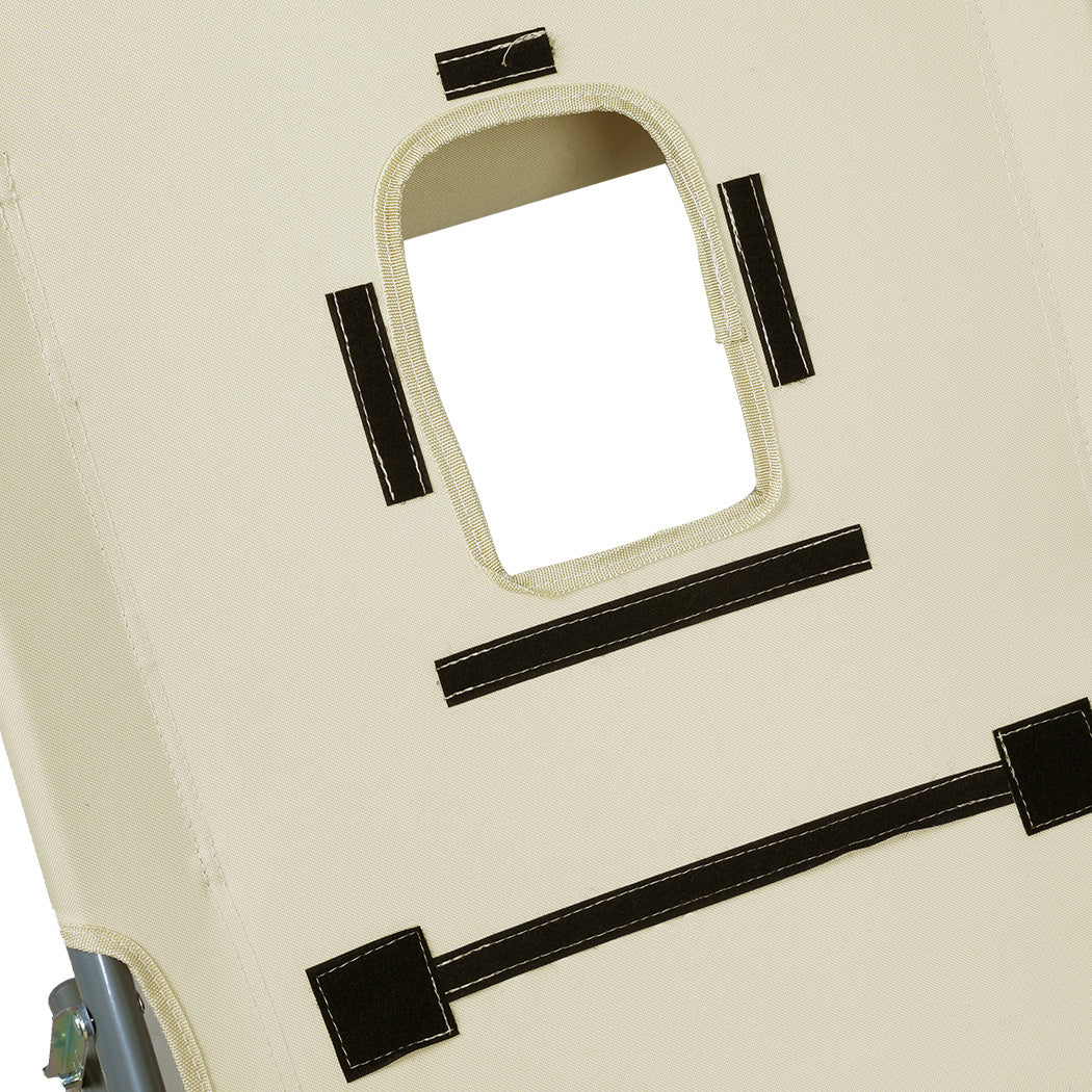 Levede Foldable Beach Lounge Chairs with Face Hole Khaki-1910112249029201924