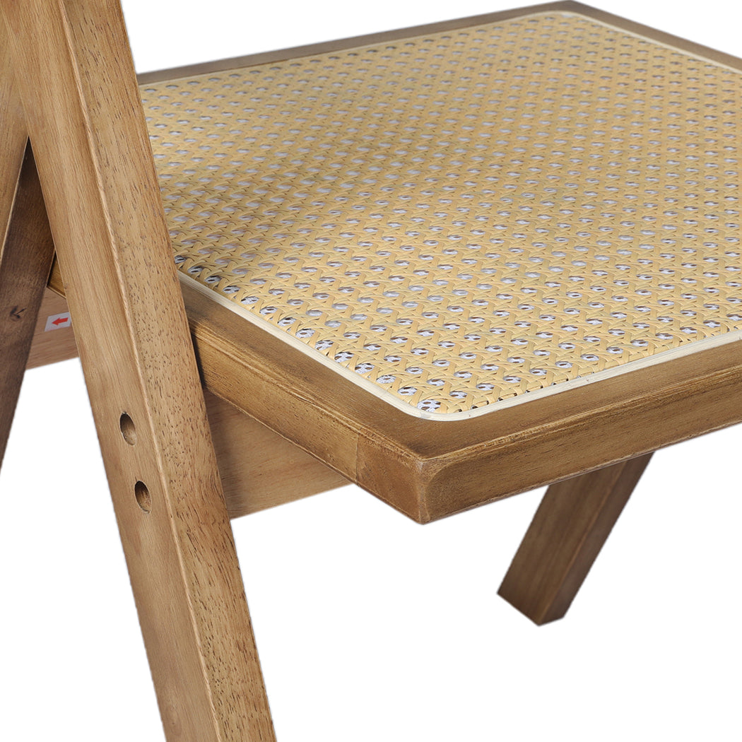 Levede 2x Dining Chair Solid Wood Rattan Natural-1910113297655533572