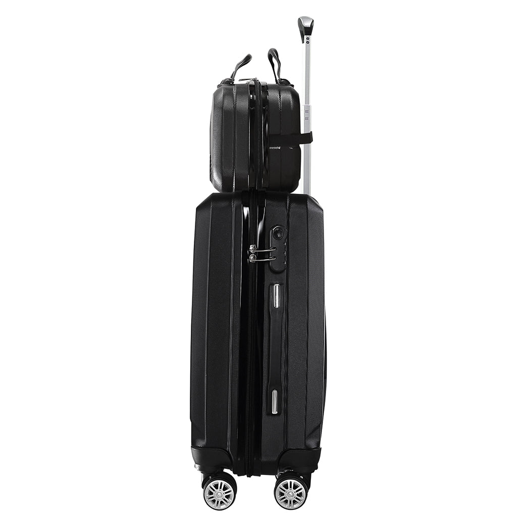 Slimbridge 2pcs 20"Travel Luggage Set Black-1942352931445673988