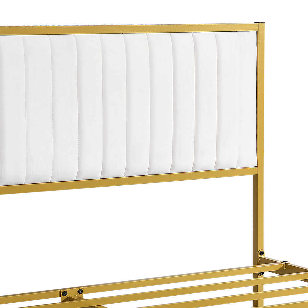 Levede Metal Bed Frame Under Bed Storage Double Beige-1937319810237075460