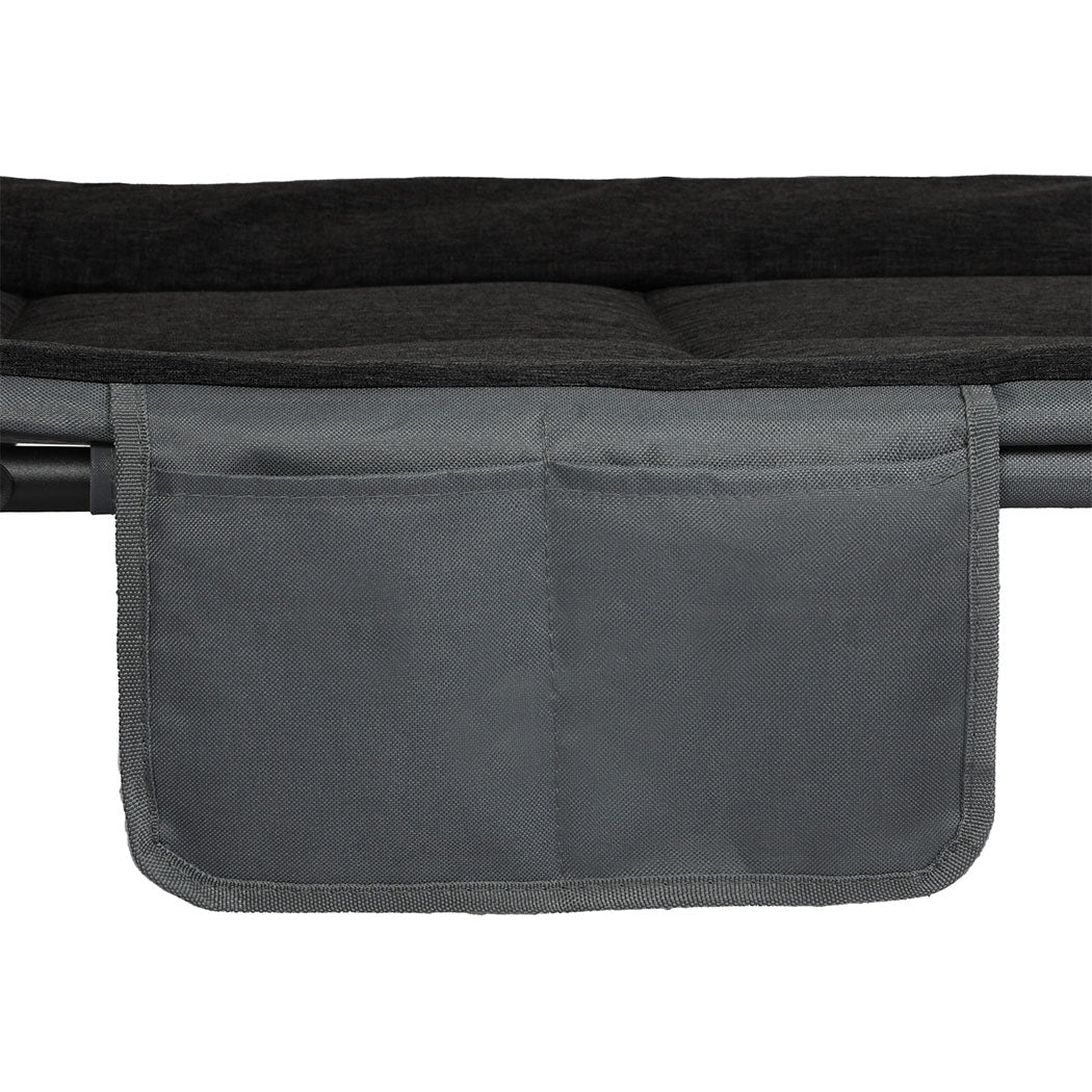 Levede Folding Camping Bed Camp Cots Black-1937319799562571780