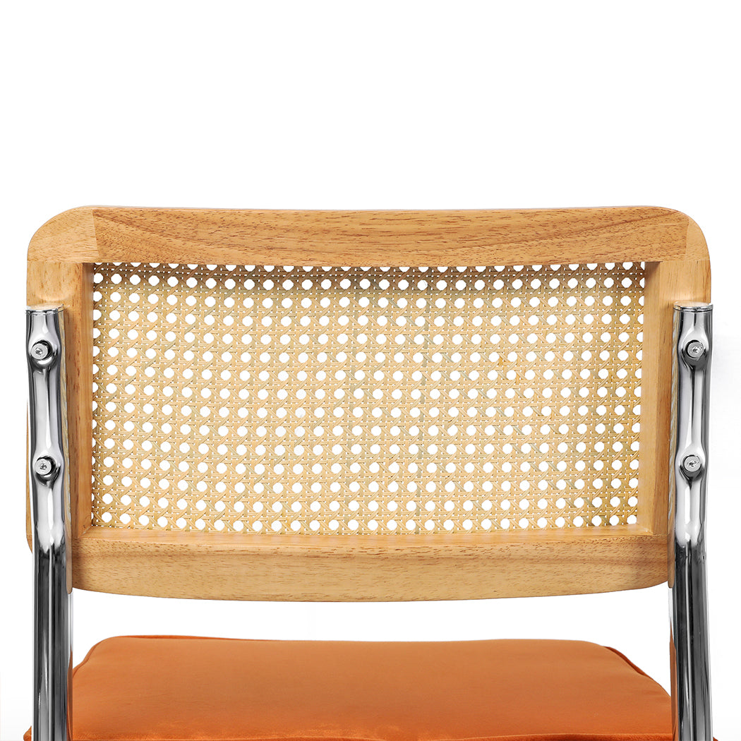 Levede 2xRattan Chair Dining Chairs Orange-1937319839869833220