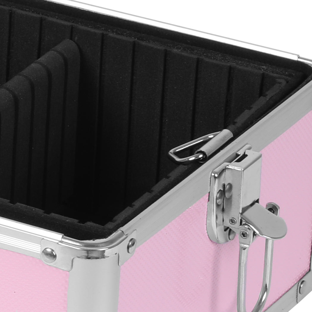 Professional Makeup Trolley Rolling Pink and Silver-1942353090837614596