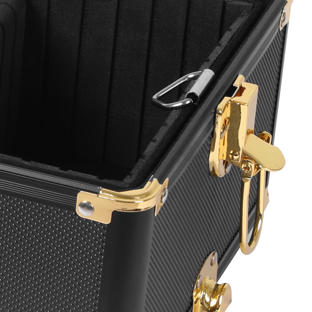 Portable Makeup Case Cosmetic Trolley Black and Golden-1942353090485293060
