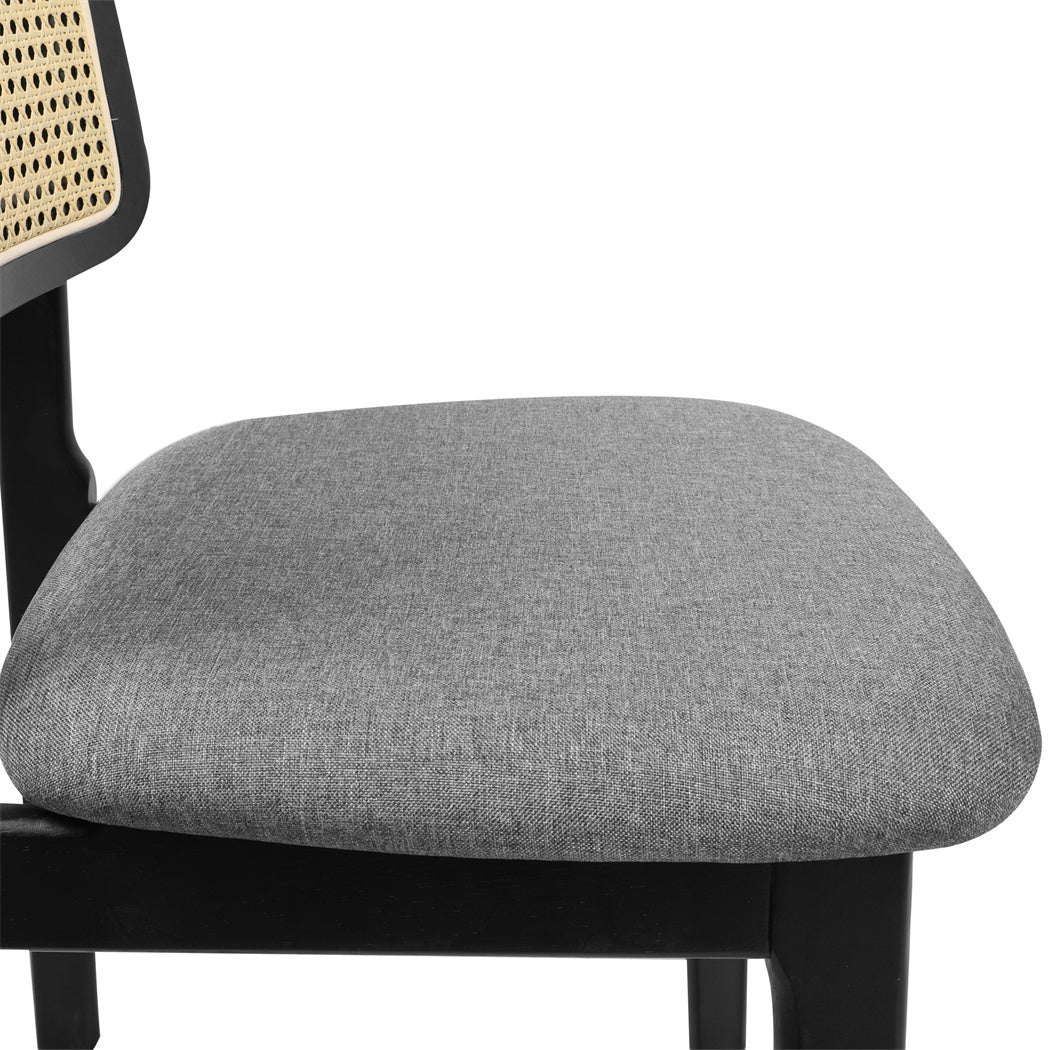 Levede 2x Dining Chair Wood Rattan Armless Black-1937319813961617412