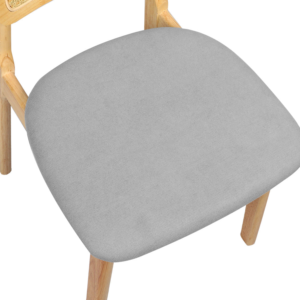 Levede 2x Dining Chair Wood Rattan Armless Natural-1937319814116806660