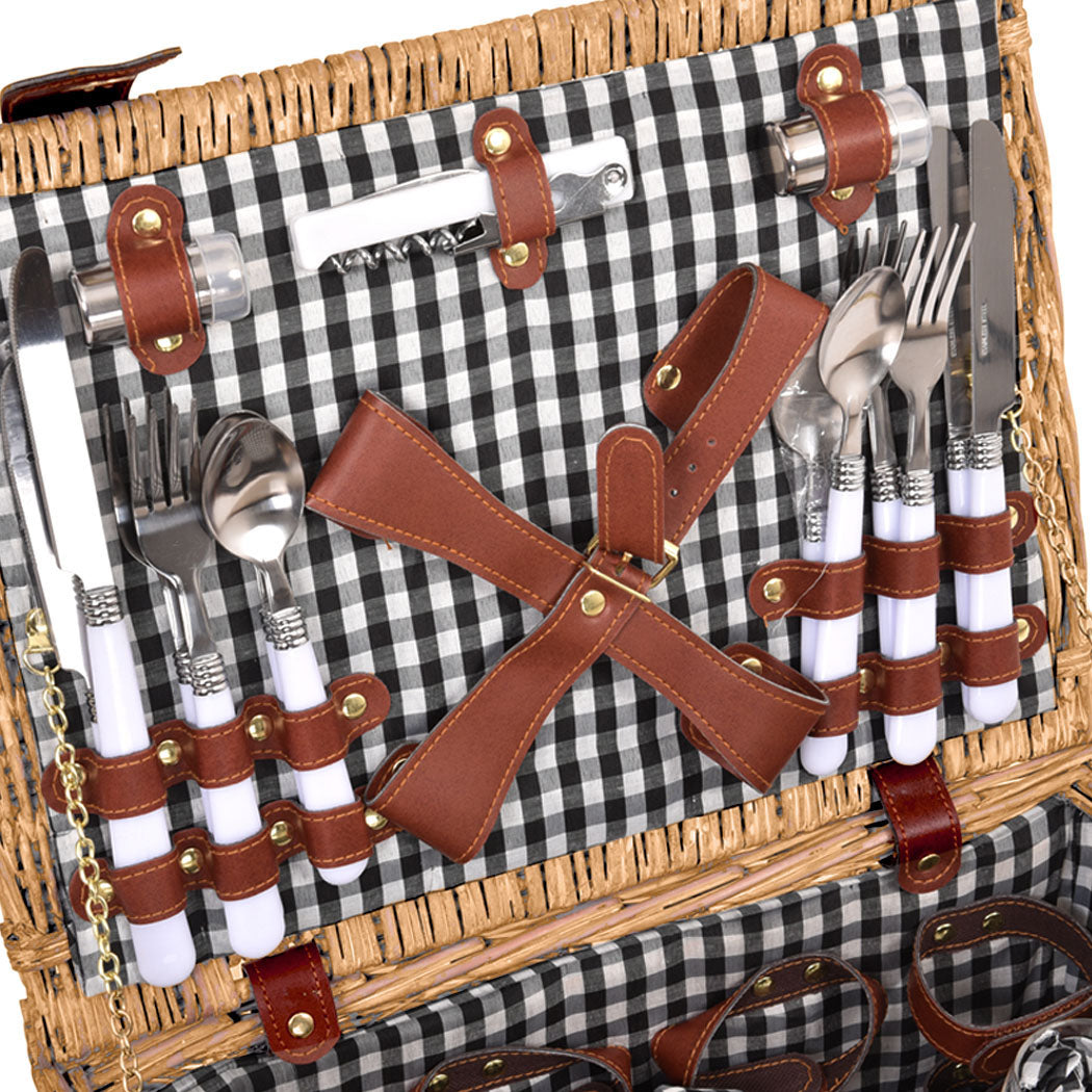 4 Person Picnic Basket Baskets Set Outdoor-1942353783468199940