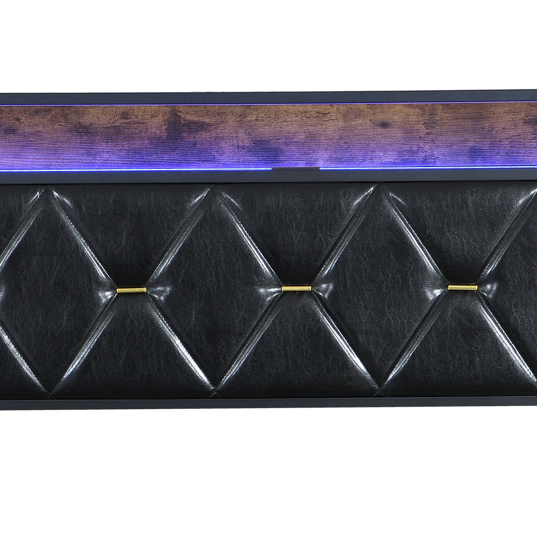 Levede Double Metal Bed Frame LED Lights 2 Drawers-1910112268906008580