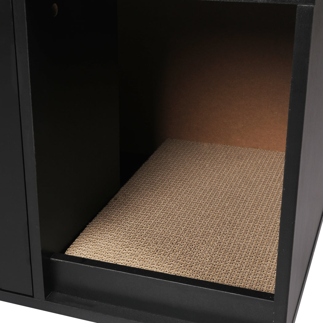 PaWz Enclosed Cat Litter Cabinet Box Black-1942352745675755524
