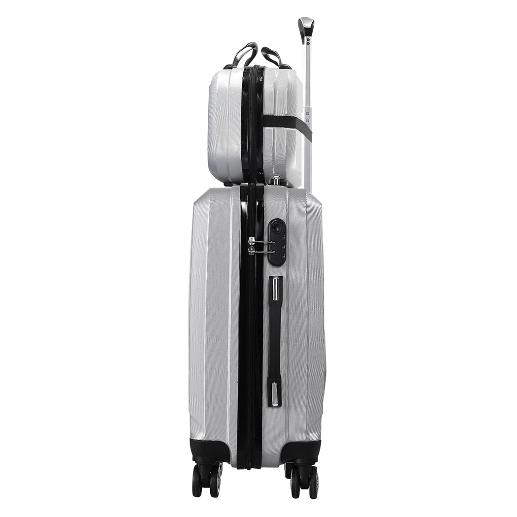 Slimbridge 2pcs 20"Travel Luggage Set Grey-1942352931965767684