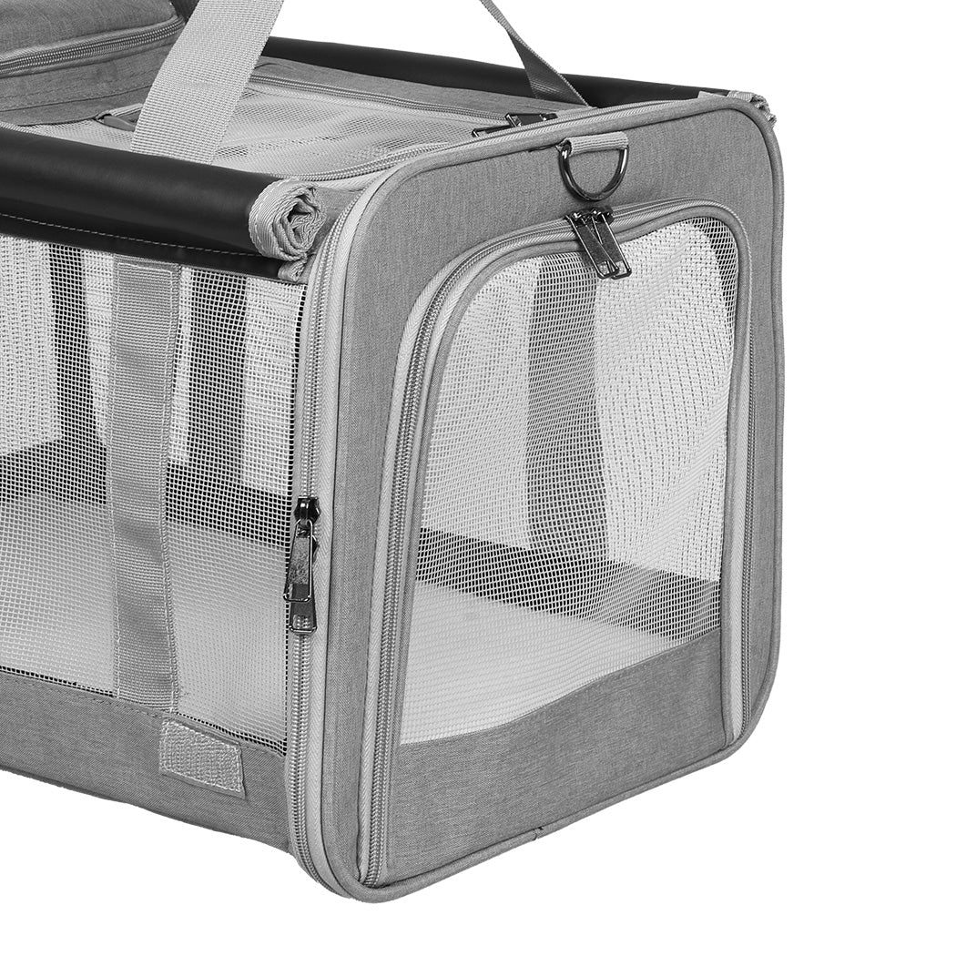 Pawz 3 in 1 Pet Soft Crate Dog Cat Carrier L Size Grey-1942353703801589764