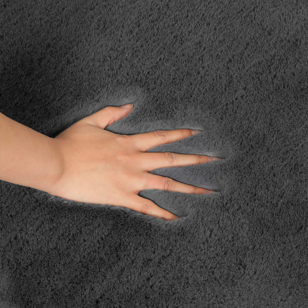 Marlow Floor Rugs Area Rug Fluffy Faux 160X230CM Grey-1942353171804459012