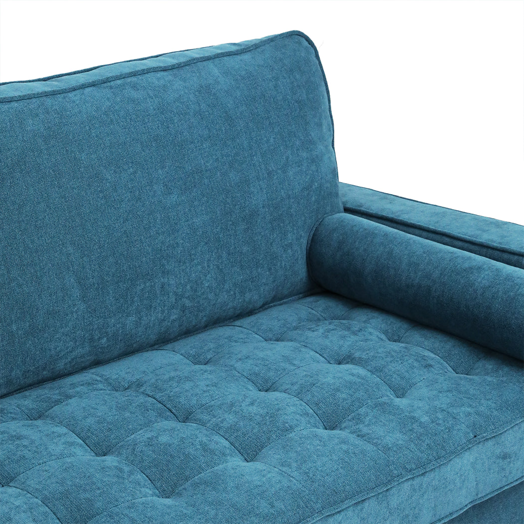 Levede Fabric Sofa Armchair 3 Seater Couch Blue 191cm Wide-1910112520178372612