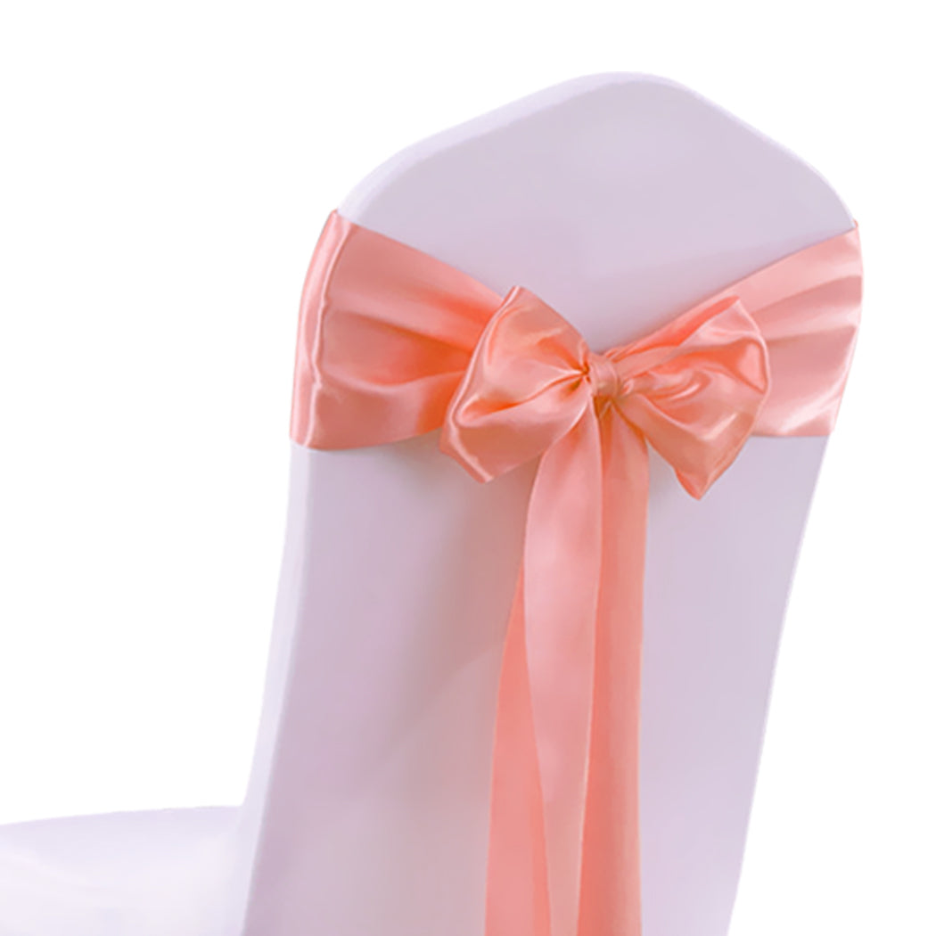 50x Satin Chair Sashes Cloth Cover Wedding Coral-1942353140644974597