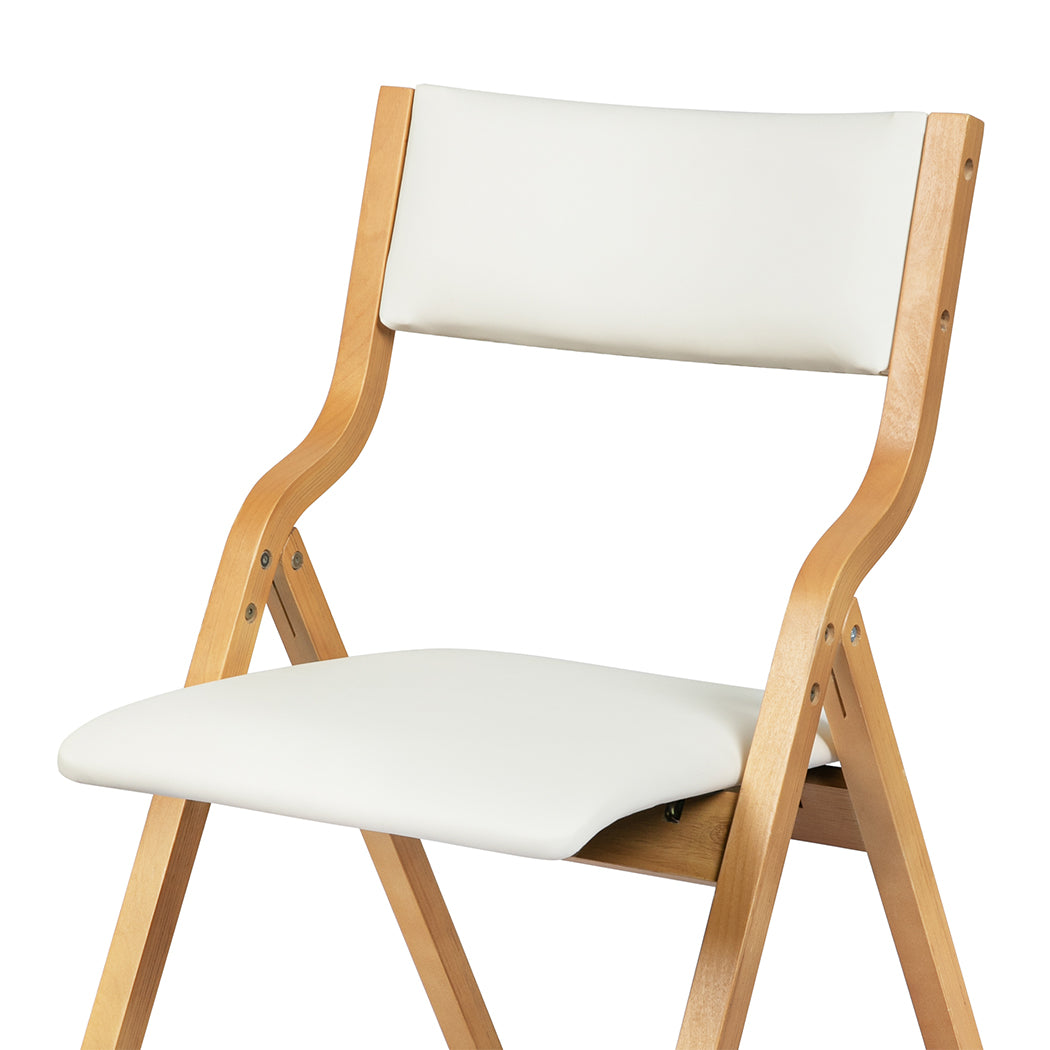 Levede 2x Dining Chairs Foldable PU Beige-1910113296992833541
