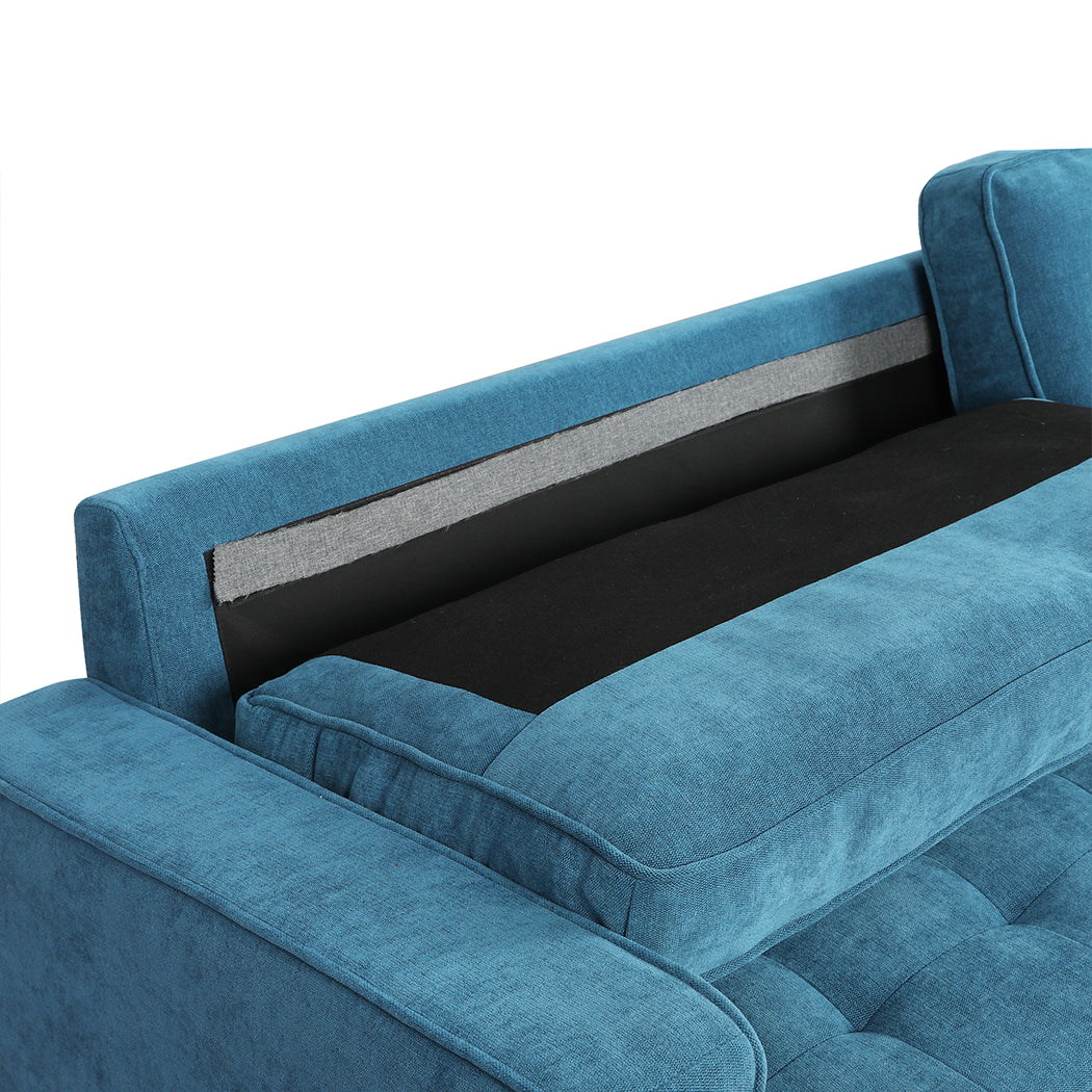 Levede Fabric Sofa Armchair 3 Seater Couch Blue 191cm Wide-1910112520178372613