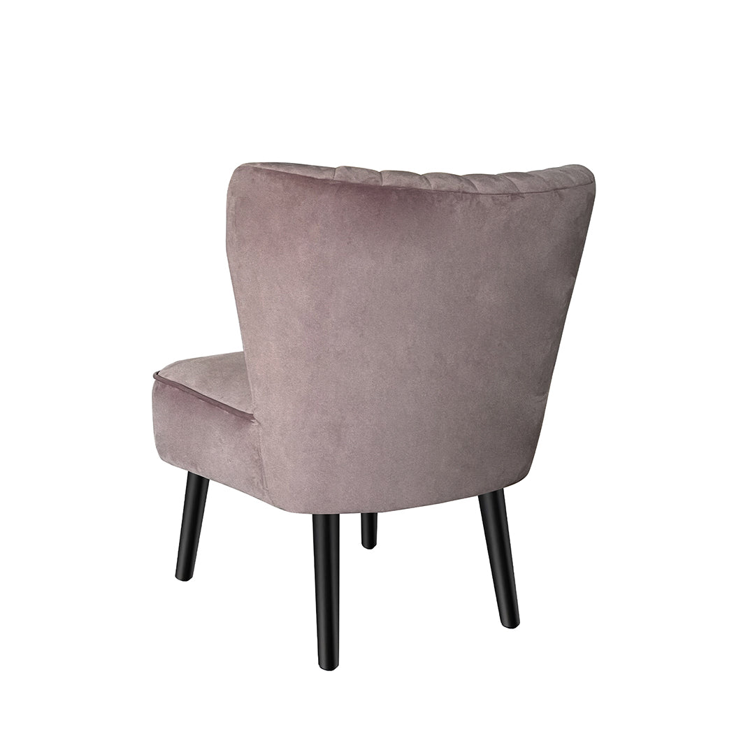 Levede Accent Chair Foot Stool Set Ottoman Pink-1919892908358635525