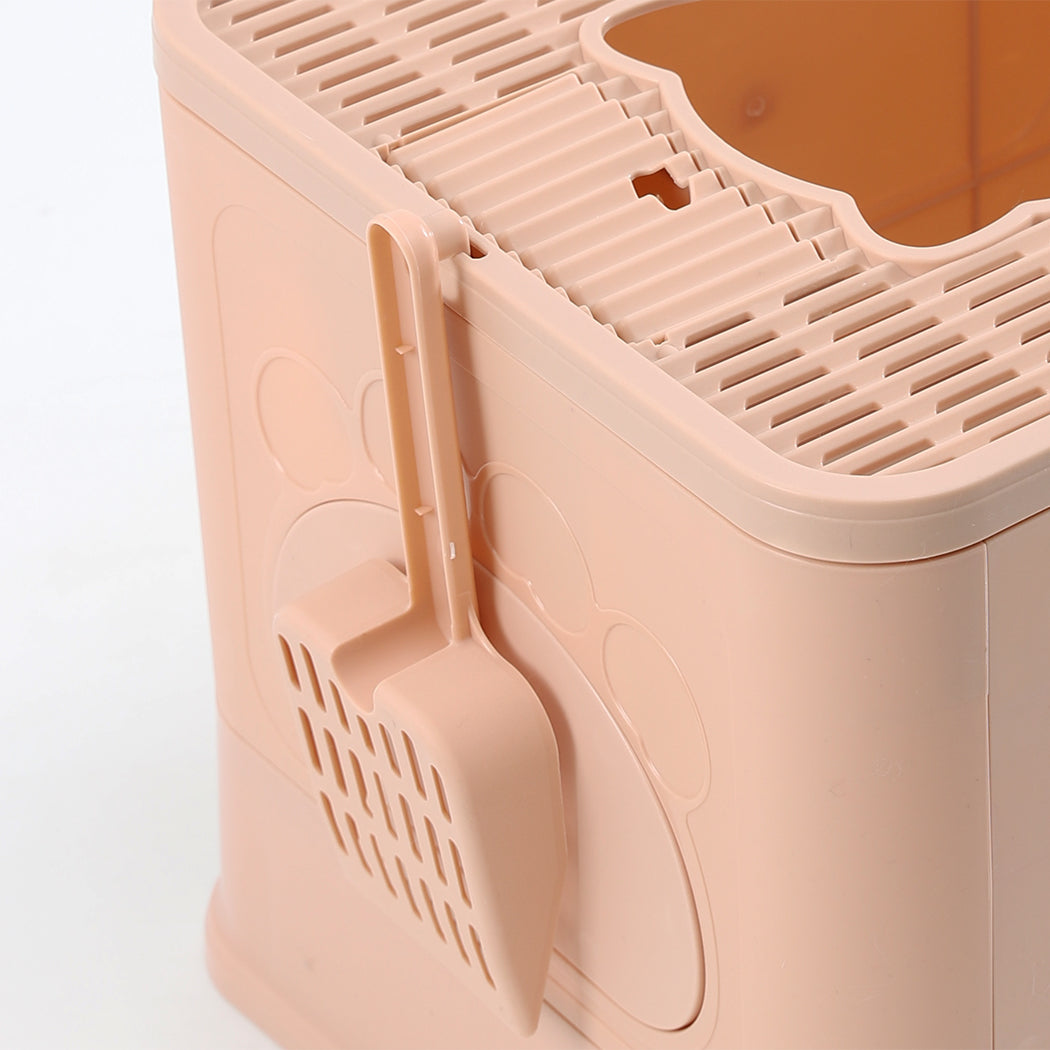 PaWz Foldable Cat Litter Box Tray Enclosed Pink-1942352746992766981