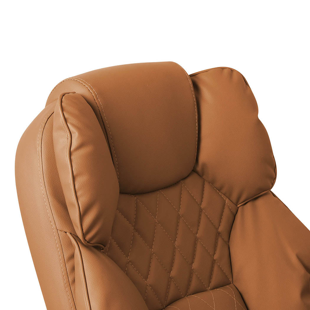 Levede Gaming Chair Office Computer Brown Footrest-1910112922684755973