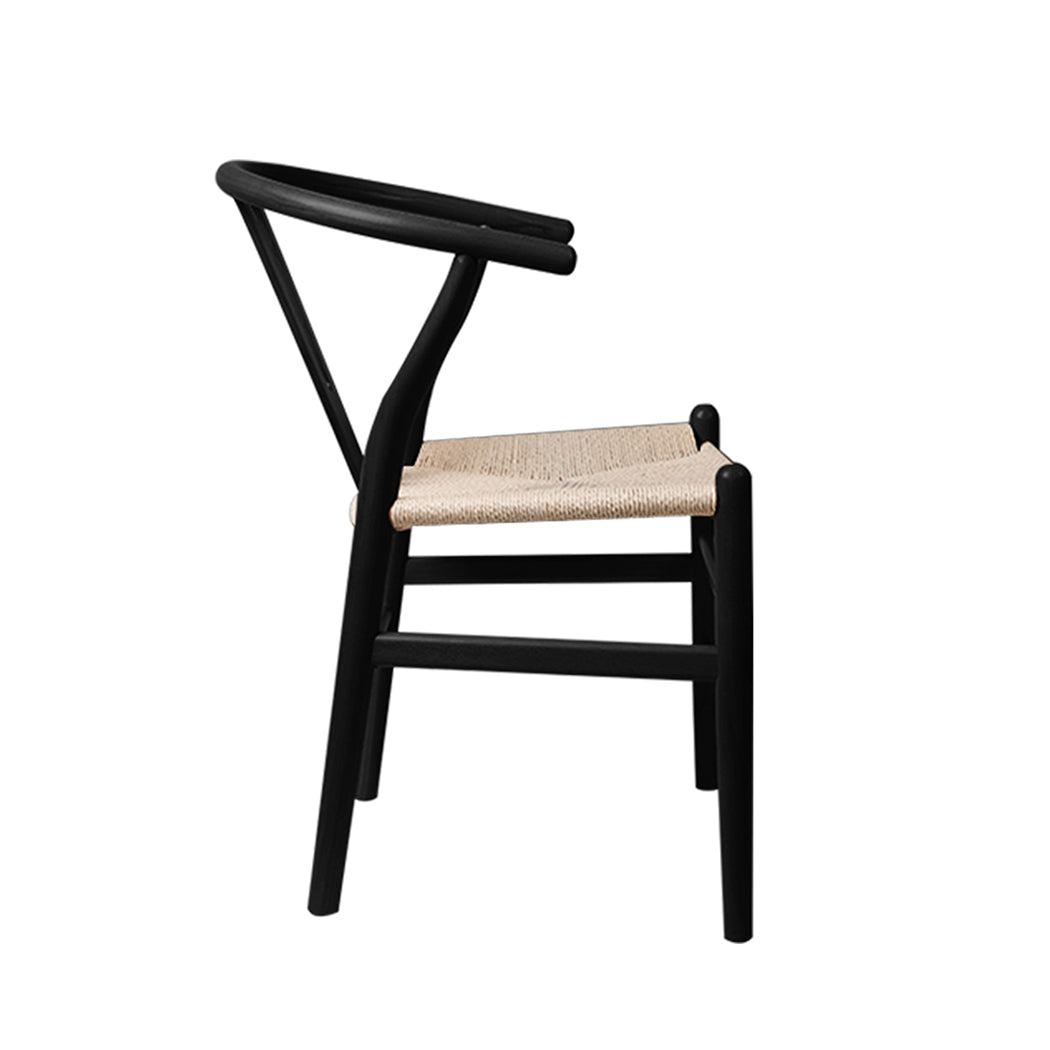 Levede 2x Dining Chairs Wooden Hans Black-1910113283671724037