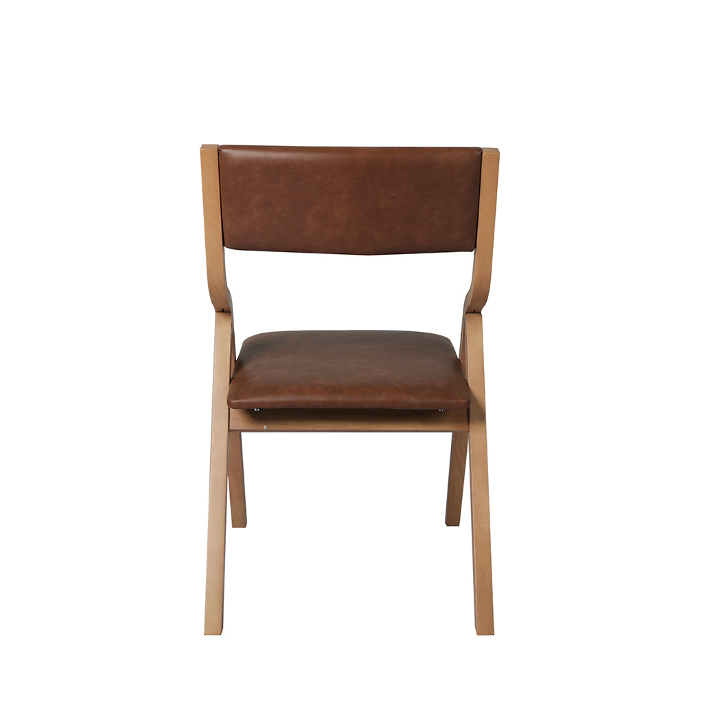 Levede 2x Dining Chairs Foldable PU Brown-1910113297194160133