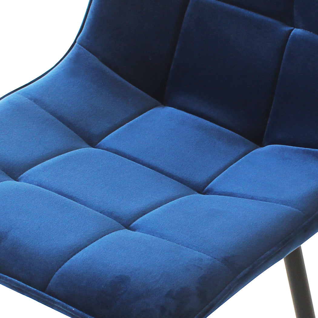 Levede 4x Dining Chairs Kitchen Velvet Blue-1910113287345934341