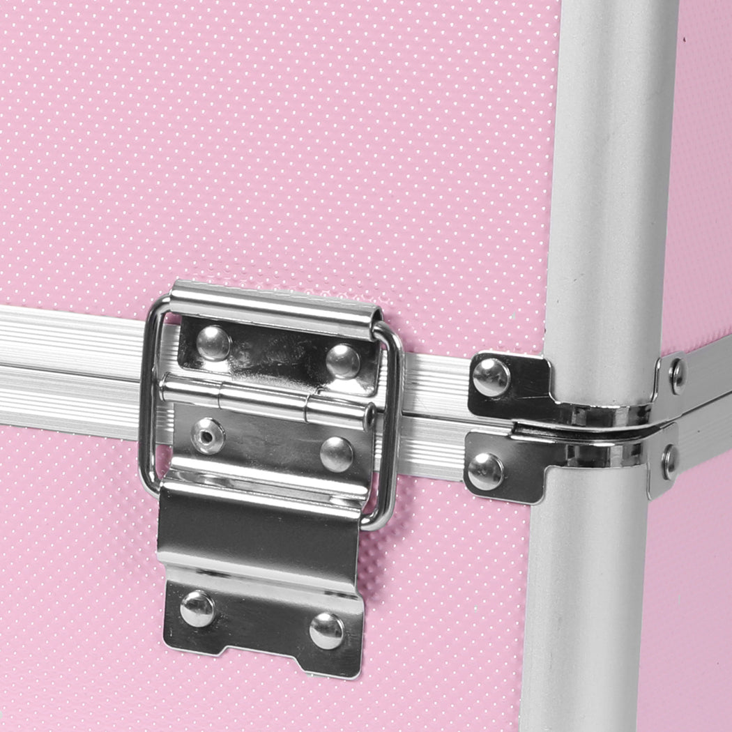 Professional Makeup Trolley Rolling Pink and Silver-1942353090837614597