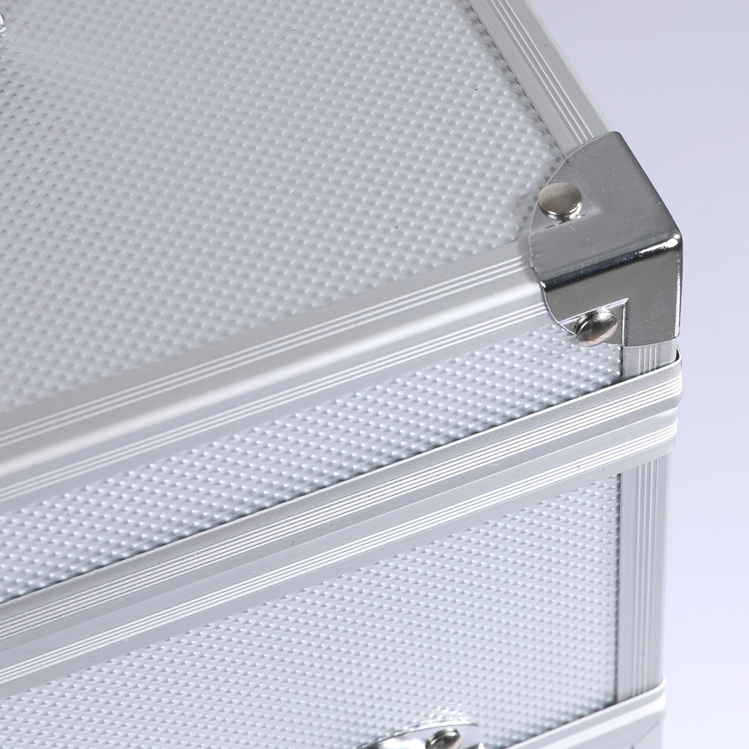Cosmetic Makeup Case Aluminum Beauty Silver-1942353178720866309