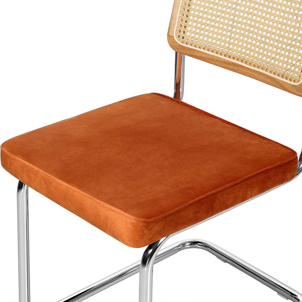 Levede 2xRattan Chair Dining Chairs Orange-1937319839869833221