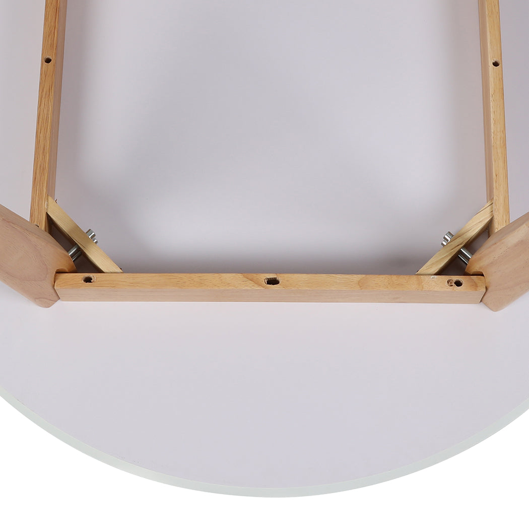 Levede Dining Table Round Rubberwood Base 100cm White 100 CM-1910113303720497157