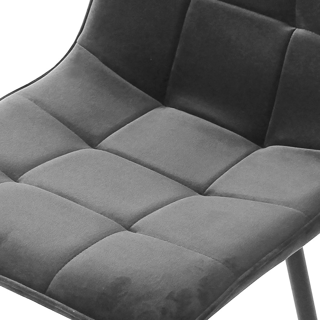 Levede 4x Dining Chairs Kitchen Velvet Grey-1910113287547260933