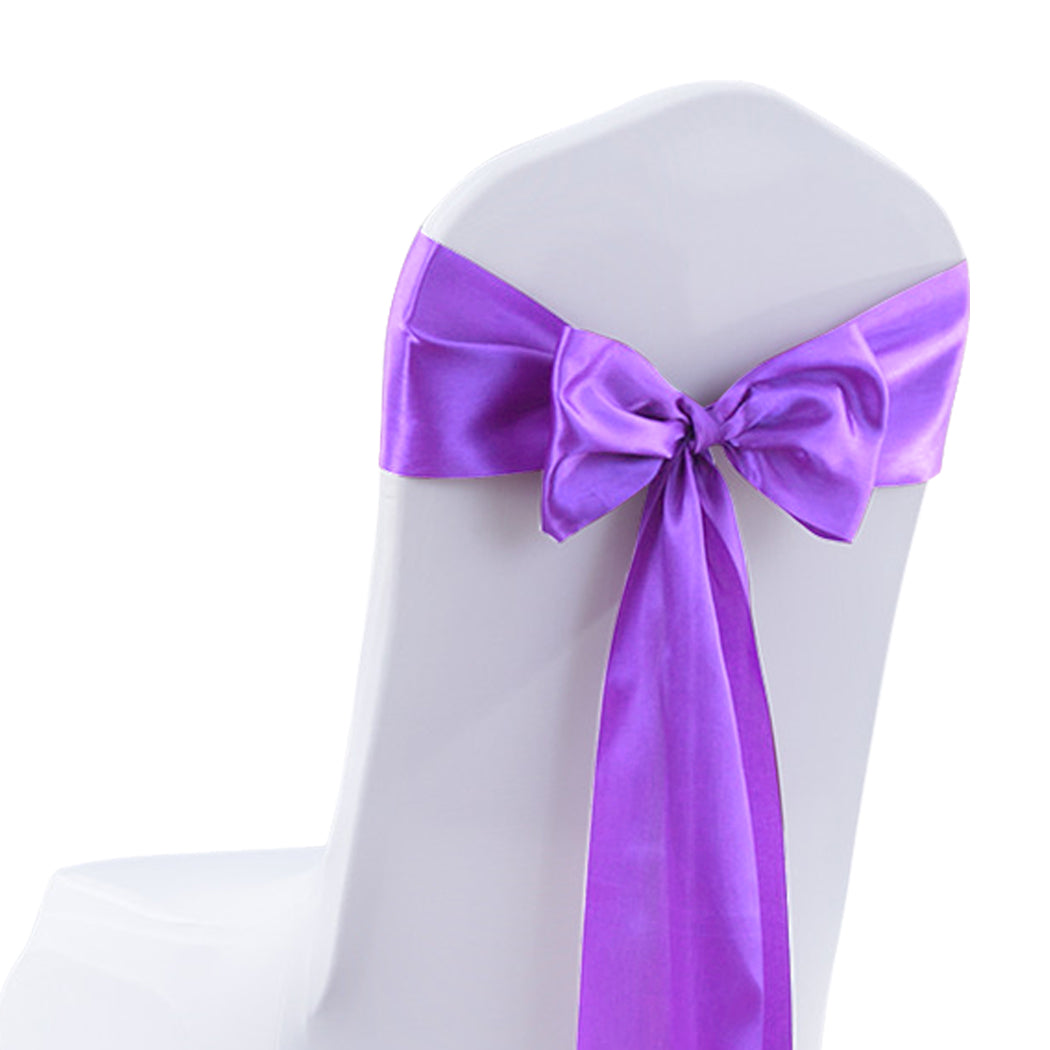 50x Satin Chair Sashes Cloth Cover Wedding Lavender-1942353141123125253