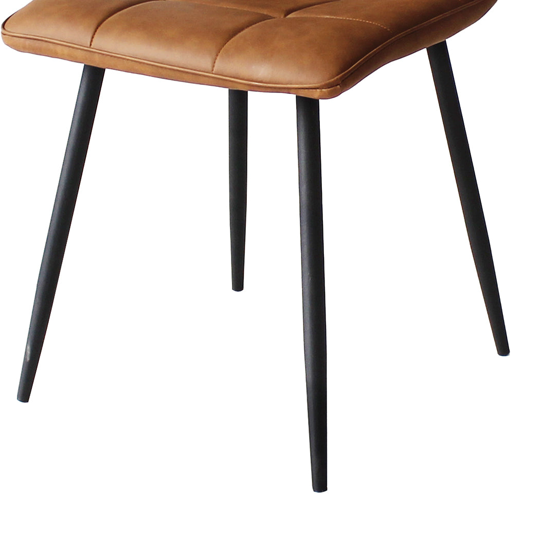 Levede 4x Dining Chairs Kitchen Chair Brown Faux Leather-1937319839714643973