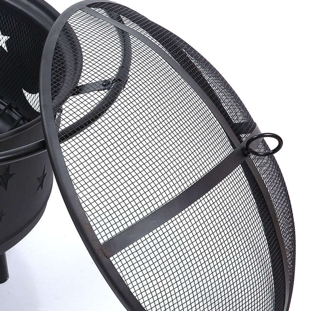 30" Portable Outdoor Fire Pit BBQ Grill Large-1942353057207685125