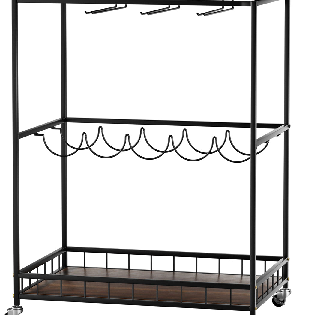 Levede Wooden Bar Cart Drinks Trolley 3 Tire-1942353800899727365