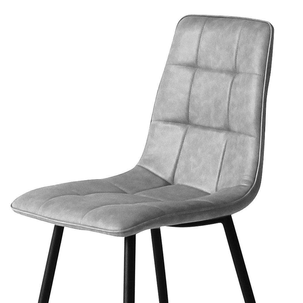Levede 4x Dining Chairs Kitchen Chair Grey Faux Leather-1910113287937331205