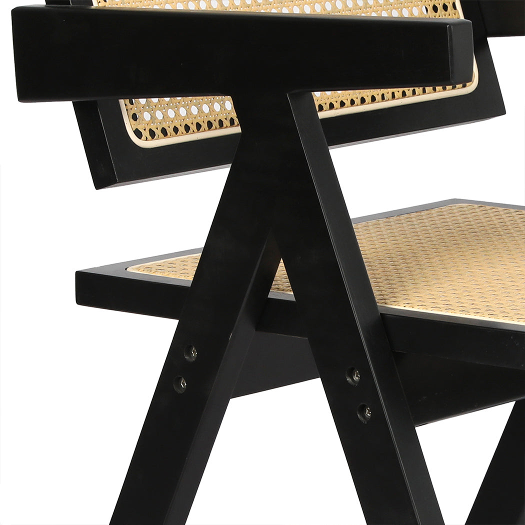Levede 1x Black Wicker Armchair Dining Chair-1910113297844277253