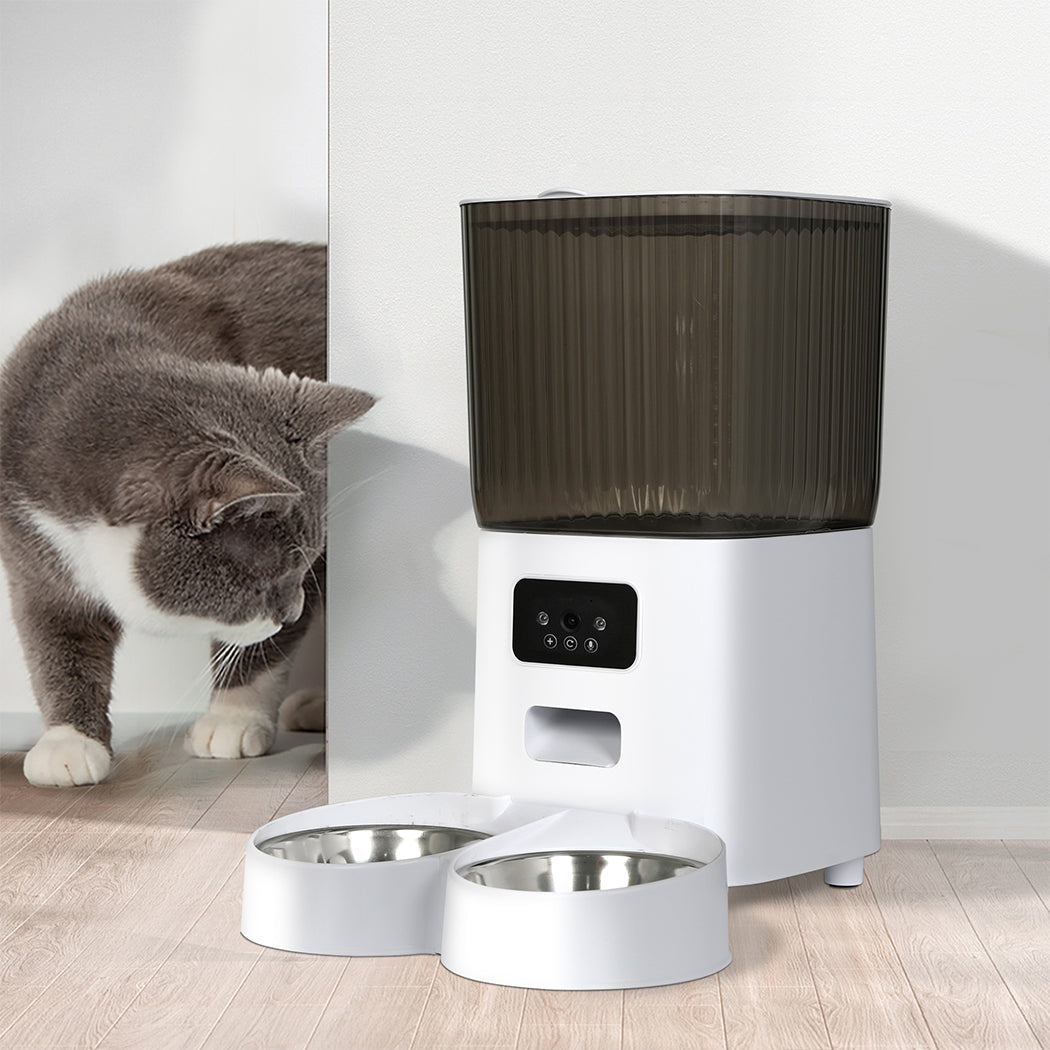 PaWz 5L Auto Pet Feeder Automatic Camera Wi-Fi White-1942352769918832646