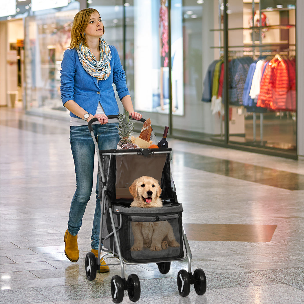 PaWz Pet Stroller 2-Tier Dog Cat Carrier Foldable-1942352822360215559