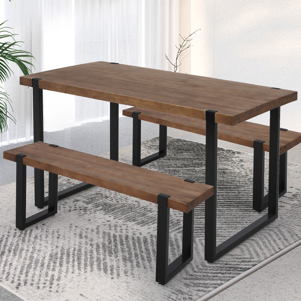 Levede Wooden Dining Sets 1XTable+2X-1919892935667748871