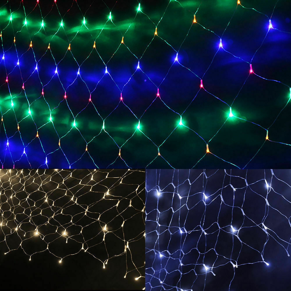 96LED Fairy String Lights Net Mesh Curtain Cool white-1942353054477193220